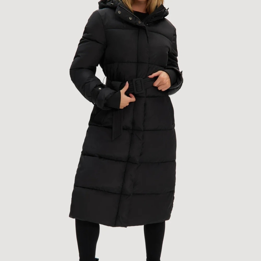 Noize Black Long Puffer Coat - Picture 4 of 11